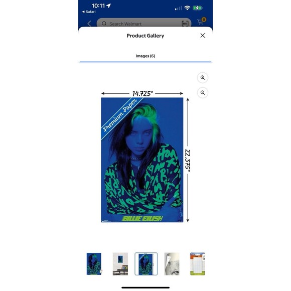 BILLIE EILISH BLUE Poster Lash Music 2020 Trends International NEW in Package - Picture 4 of 5